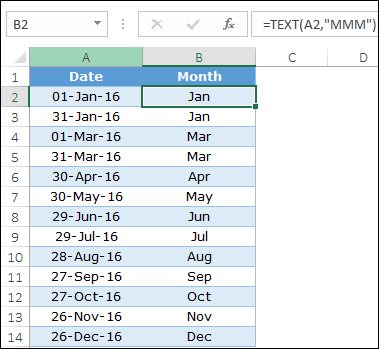 obtener el mes a partir de una fecha con función de texto