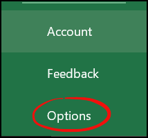 open-options-from-file-tab-to-add-checkmark-in-excel