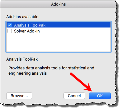 tick mark analysis tool pack to create histgram in excel mac