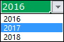 pilih tahun di templat pelacakan pengeluaran Excel