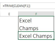 eliminar espacios adicionales de una celda en Excel usando la función de limpieza