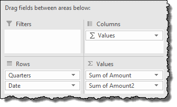 Trucos de consejos de Excel de tabla dinámica para insertar una columna de diferencia y agregar una columna de valor dos veces