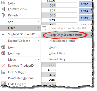 tabella pivot suggerimenti Excel trucchi per la selezione corrente da filtrare