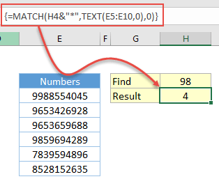 Verwenden Sie Platzhalter in Excel, wenn Sie nur Zahlen haben