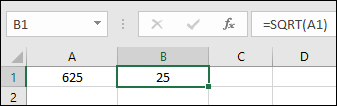 استخدام الدالة sqrt لحساب الجذر التربيعي في برنامج Excel