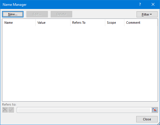 use name manager to update pivot table range